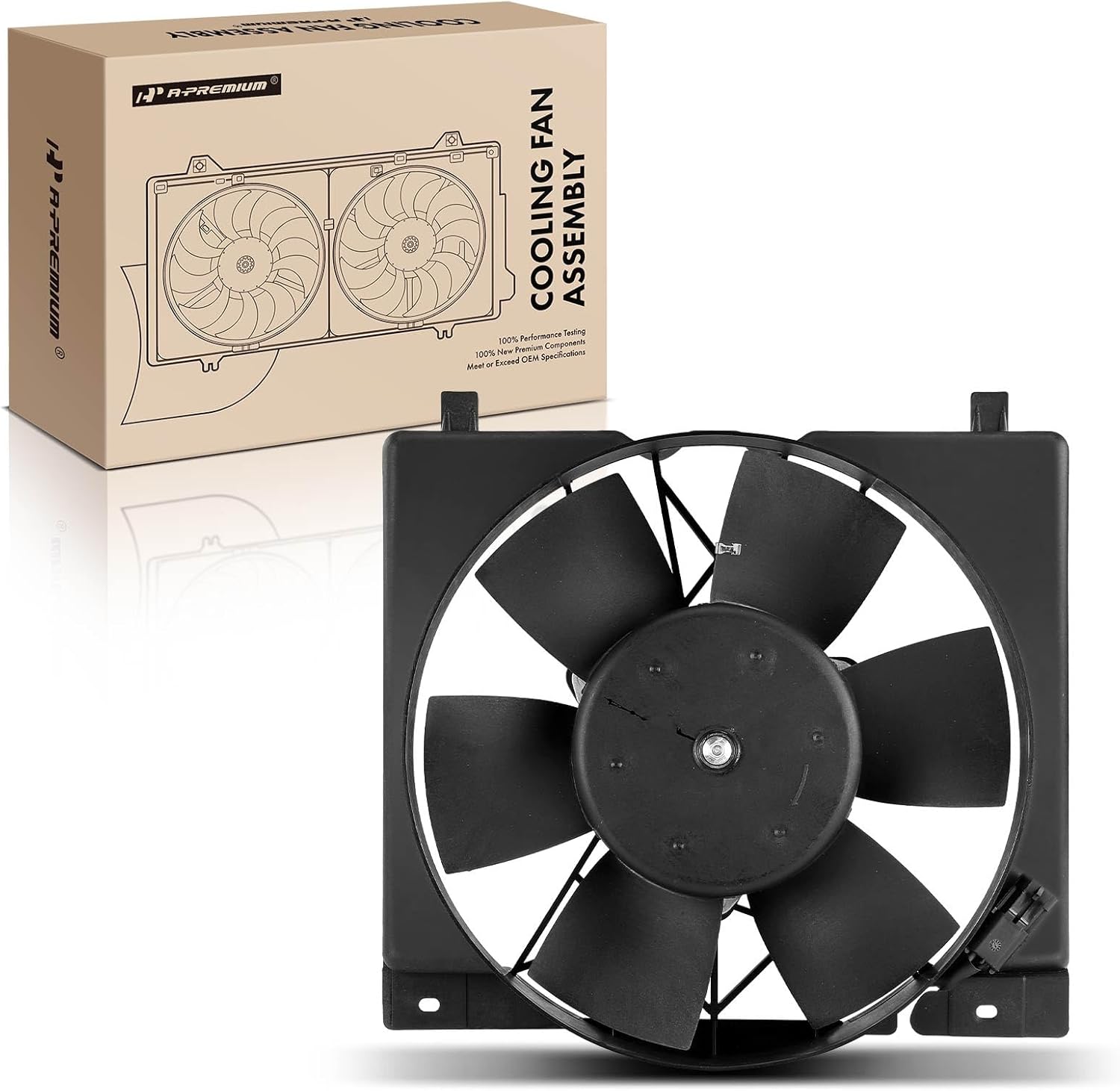 A-Premium Engine Radiator Cooling Fan Assembly Compatible with Select Jeep Models - Cherokee 1988-1994, Comanche 1988-1992, Wagoneer 1988-1990, 4.0L - Replace# 52005748
