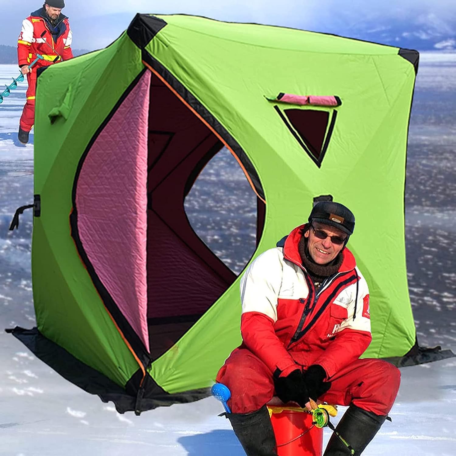 Portable Ice Fishing Shelter Tent Easy Set-up Winter Large Fishing Tent Fishing Camping Tent with Carrying Bag