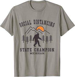 Bigfoot Social Distancing State Champion - Michigan T-Shirt