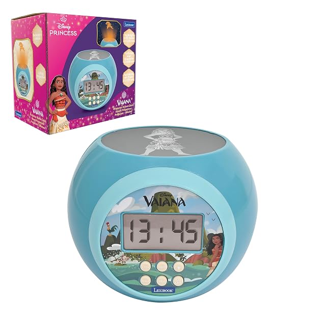 LEXIBOOK, Vaiana Reloj Despertador Proyector, RL977VN