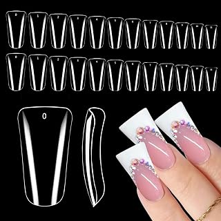 Full Cover Duck Feet Nail Tips 504PCS Duck Nail Tips, Clear Wide French Nails For Extensions 12 Sizes