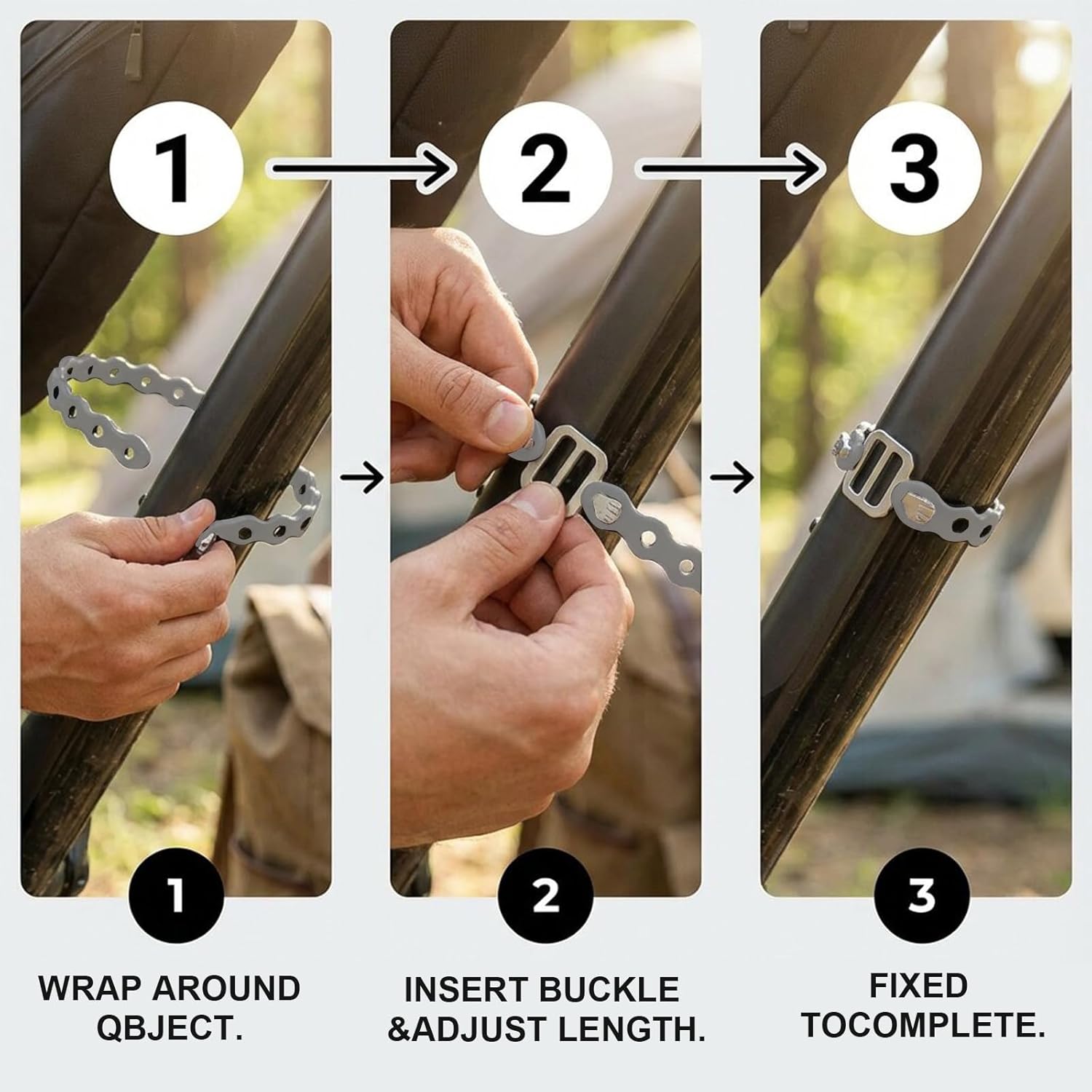 Modular Straps, Safety Strap Set to Secure Splits, 70 pound load, 8" and 16" lengths, Flexible Multi-Tool, Wearable Gadget for Outdoor Adventure, Survival, Camping, Travel (4-Pack) (Gray)