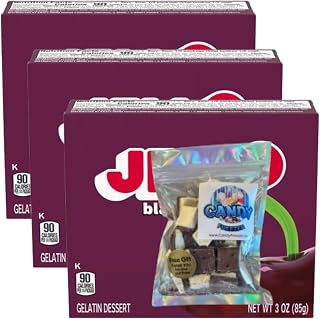 Candy Freezer jellGelatin Dessert Mix - 3 oz Boxes (Pack of 3) - With Candy Freezer Freeze Dried Ice Cream Bites (Black Cherry) - Candy