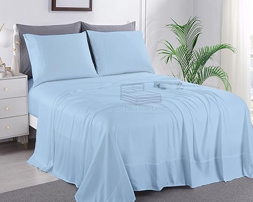 Miniatura 33 de Sábanas extra largas de tamaño individual XL para dormitorio, sábanas de microfibra súper suave, ropa de cama de lujo de hotel, sábanas de Azul
