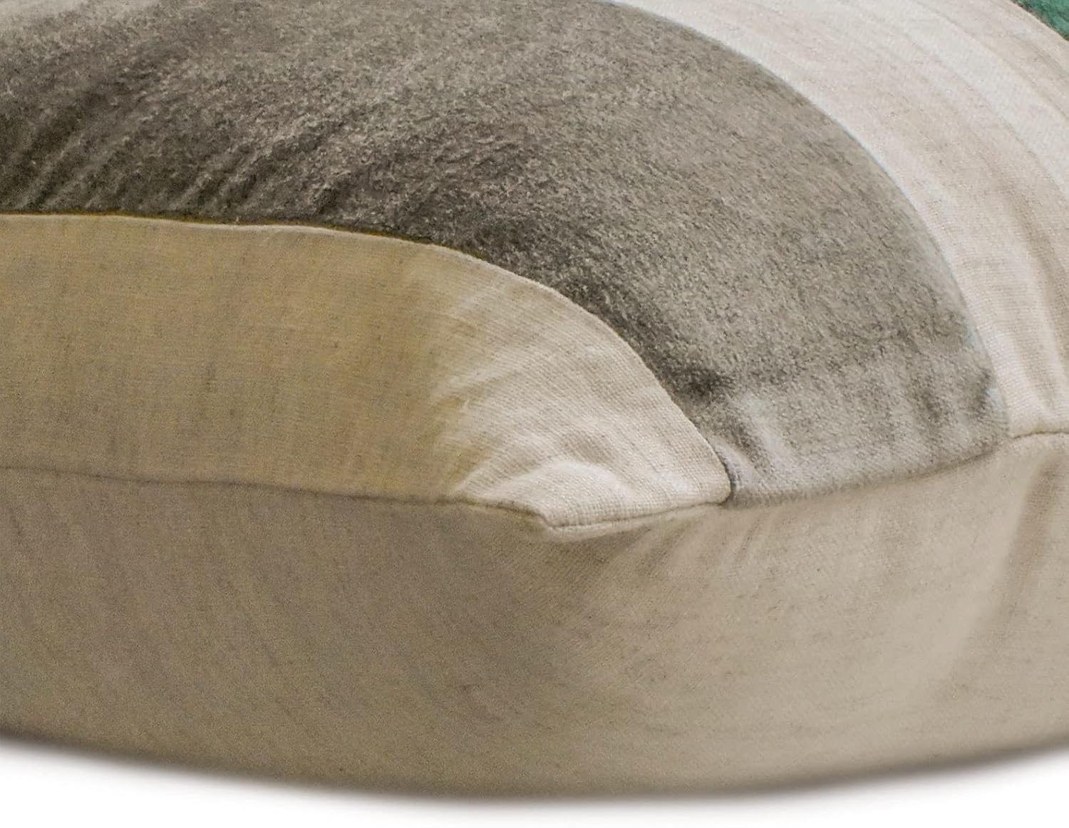 Fabric Mart Direct Euro Pillow Sham Covers, Emerald Green 26"x26" (65x65 cm) Euro Shams, Velvet Patchwork Euro Shams for Couch, Striped Pattern Modern Style Easter - Velvet Band Emerald