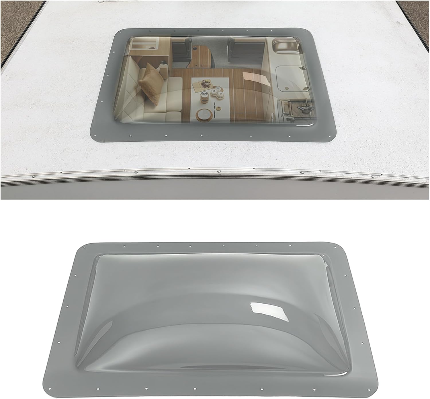 HECASA 18" x 26" RV Skylight Cover Universal Tinted Skylight Openings for 14" x 22" Camper Roof Window Skylight Dome Replacement