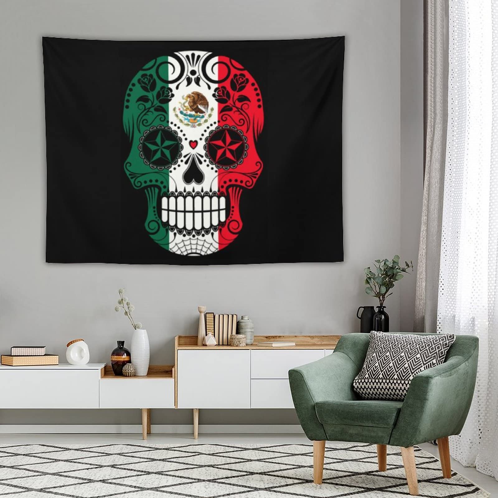 Amazon.co.jp: タペストリー メキシカンスカル メキシコ 壁掛け