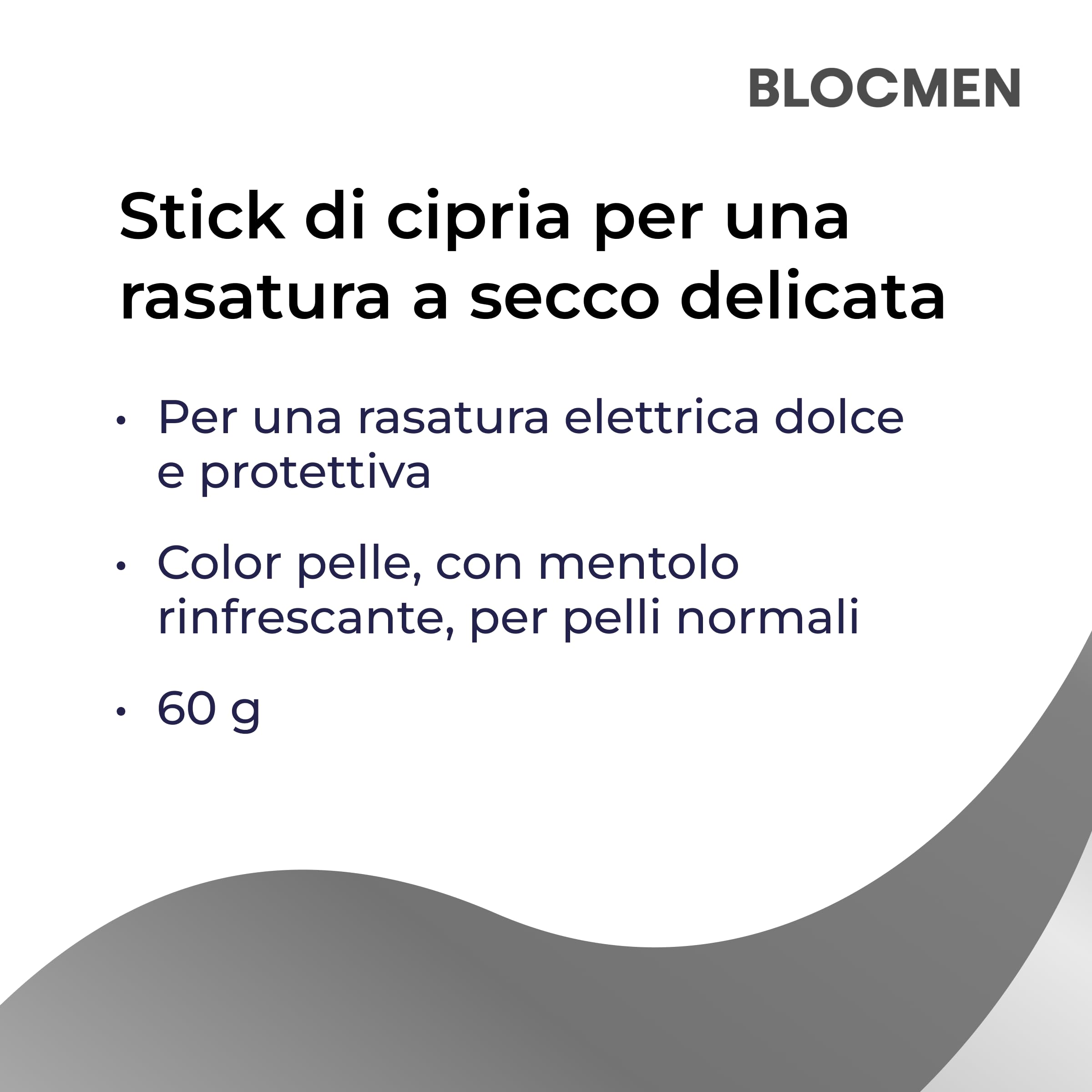 BLOCMEN Original Stick di cipria per una rasatura a secco delicata ohne irritazioni 60g - pre-barba con mentolo per uomo