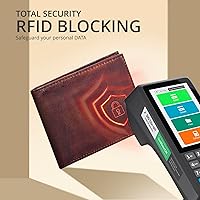 Vista 5 de Carteras RFID delgadas para hombres - Cartera de bolsillo frontal de piel genuina Marrón vintage