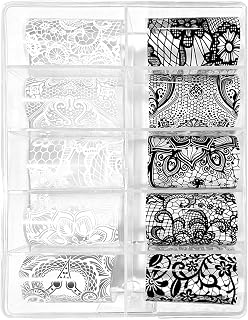 Feuilles De Foil Pour Ongles,10 Rouleaux Décorations Manucure Florales DIY Et Blanc,Stickers Ongles Dentelle Effet Foil - ...