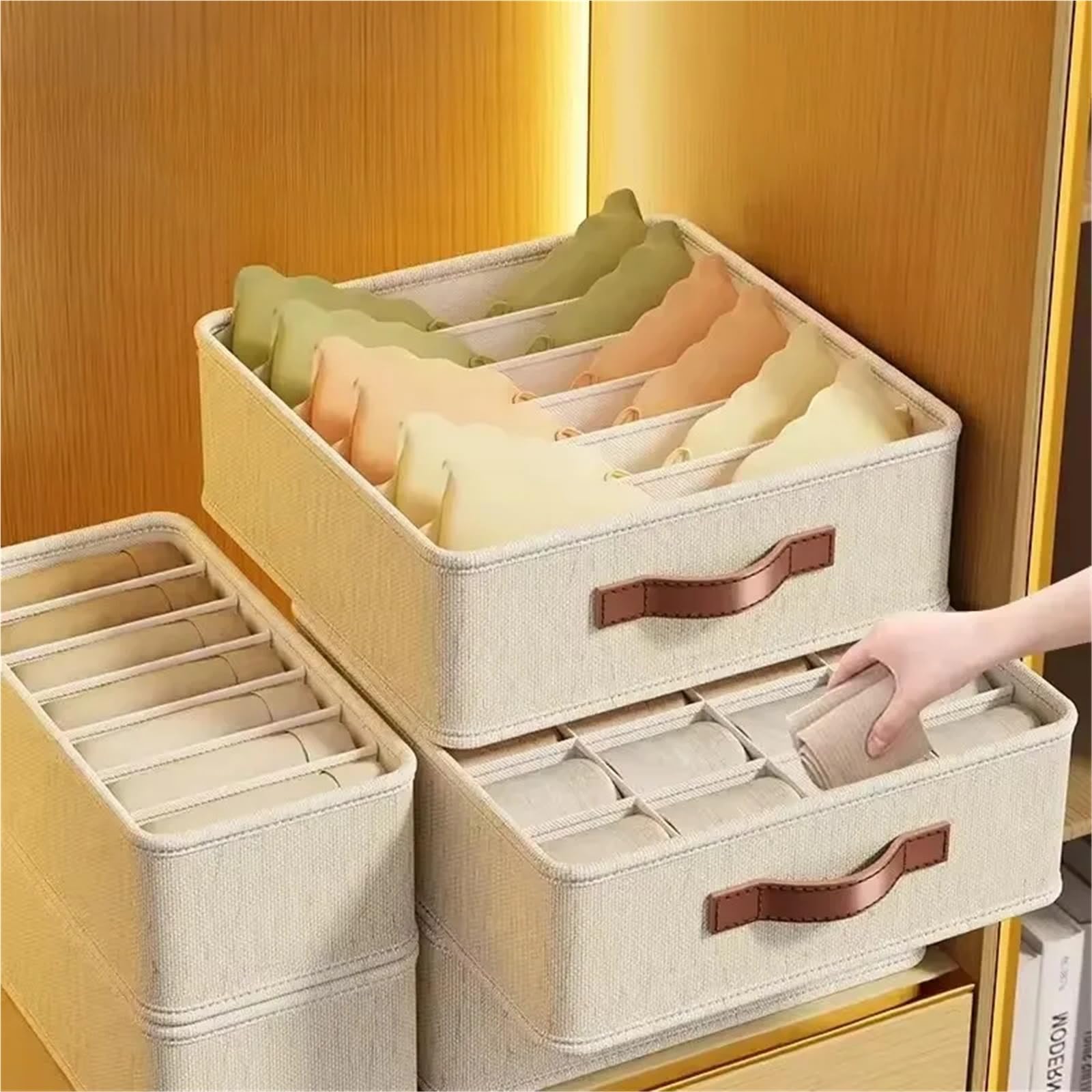 Caja Para Guardar Calcetines 20/6/7 rejillas catión PP calcetín sujetador pantalones simplicidad organizadores de gabinetes(7-6-20grids-3pcs)