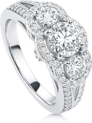 BERRICLE Sterling Silver CZ Solitaire Wedding Engagement Promise Rings for Her, Round Cubic Zirconia Ring for Women