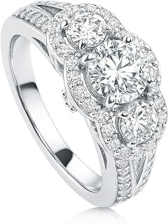 BERRICLE Sterling Silver CZ Solitaire Wedding Engagement Promise Rings for Her, Round Cubic Zirconia Ring for Women