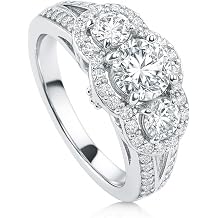 BERRICLE Sterling Silver CZ Solitaire Wedding Engagement Promise Rings for Her, Round Cubic Zirconia Ring for Women