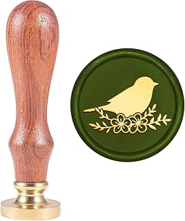 MAYJOYDIY Bird Flower Wax Seal Stamp Vintage Birds Flower Sealing Wax Stamp 30mm Removable Bird on Branch Brass Seal Head Classical Seal Stamp for Envelope Invitation Gift DIY Decoration