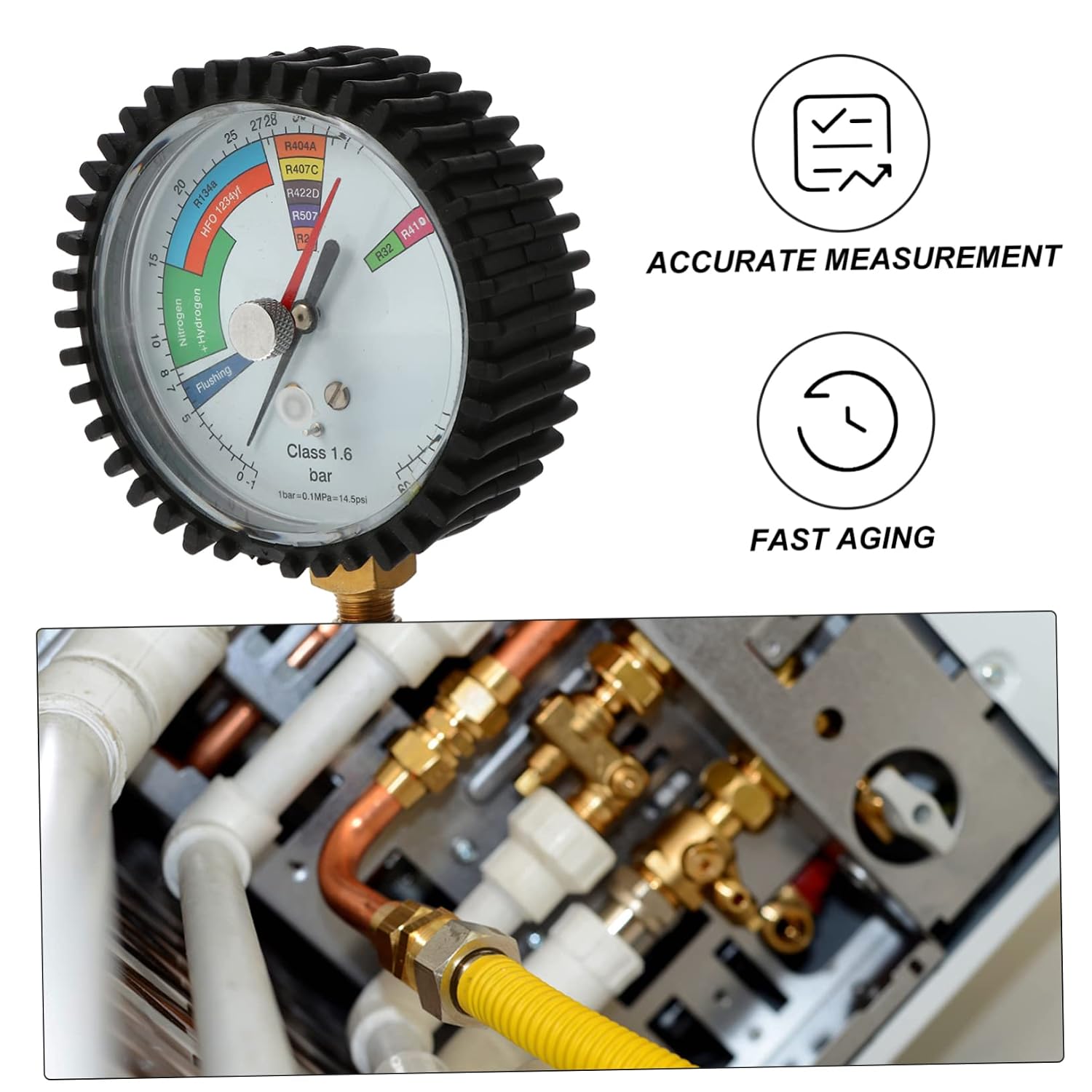 DOITOOL Automotive Refrigeration Pressure Test Gauge Easy to Read Large Display Durable Construction