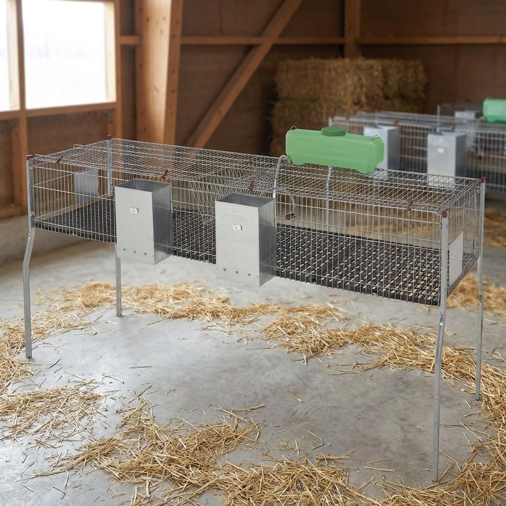 Suinga Gabbia per conigli a 2 reparti e pavimento in plastica, 200x62x99 cm