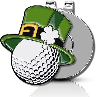 ClubSmith® Lucky Golf Ball Marker with Magnetic Hat Clip, Irish Clover & Shamrock, Premium Alignment Putting Mark, Funny Golf Accessories & Gifts for Men and Women