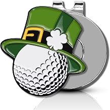 ClubSmith® Lucky Golf Ball Marker with Magnetic Hat Clip, Irish Clover & Shamrock, Premium Alignment Putting Mark, Funny Golf Accessories & Gifts for Men and Women