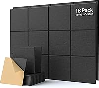Vista 10 de Paquete de 18 paneles de pared insonorizados autoadhesivos, paneles cuadrados de espuma a prueba de sonido para pared, paneles acústicos de alta