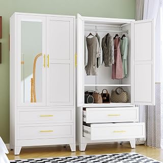RIETERN metal armoire wardrobe closet with mirror