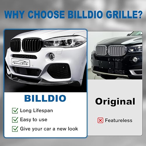 Miniatura 109 de Parrilla de riñón para parachoques delantero, color negro brillante, compatible con BMW X5 E70 X6 E71 2007-2014 doble listón doble línea Láminas