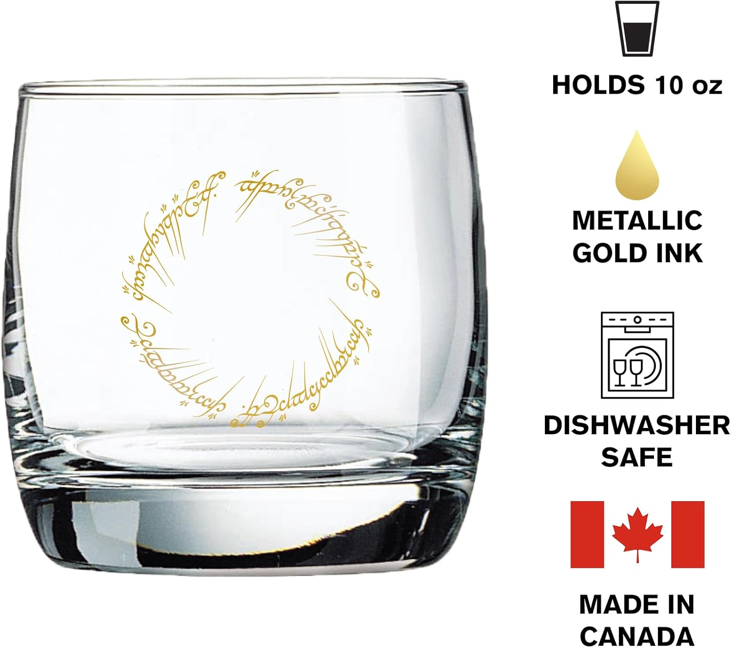 Lord of The Rings Fellowship of The Ring Whiskey Glasses The One Ring Gold Cocktail Glass 2 Pack 10 Oz