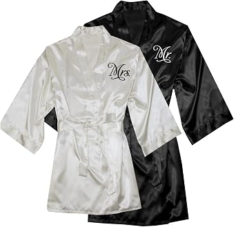 Classy Bride Mr. & Mrs. Robe Set Satin Wedding Robes for Couples
