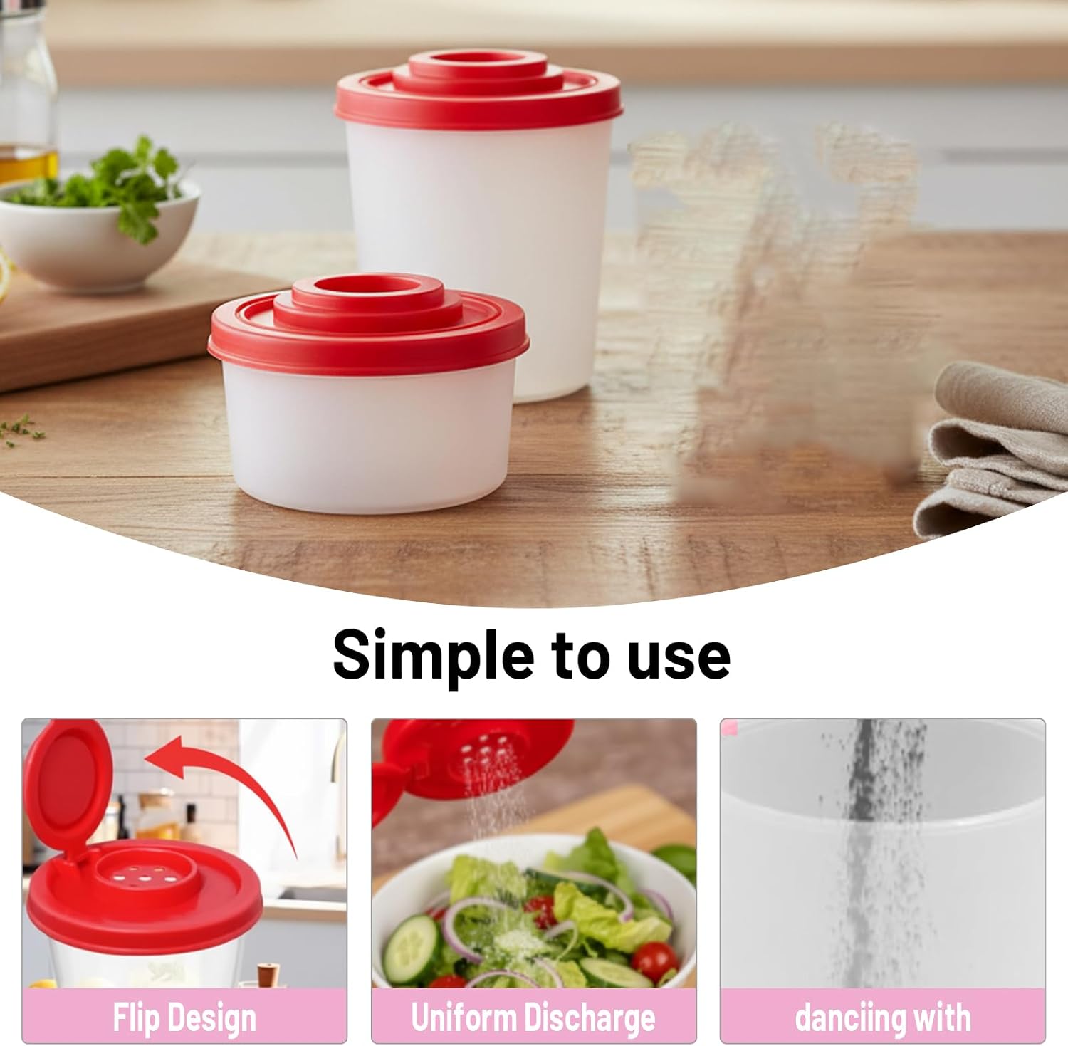 4Pcs Mini Salt and Pepper Shakers, Travel Salt and Pepper Shakers Mini, Portable Salt and Pepper Shaker Suitable for Kitchen, Dining Room and Outdoor Use