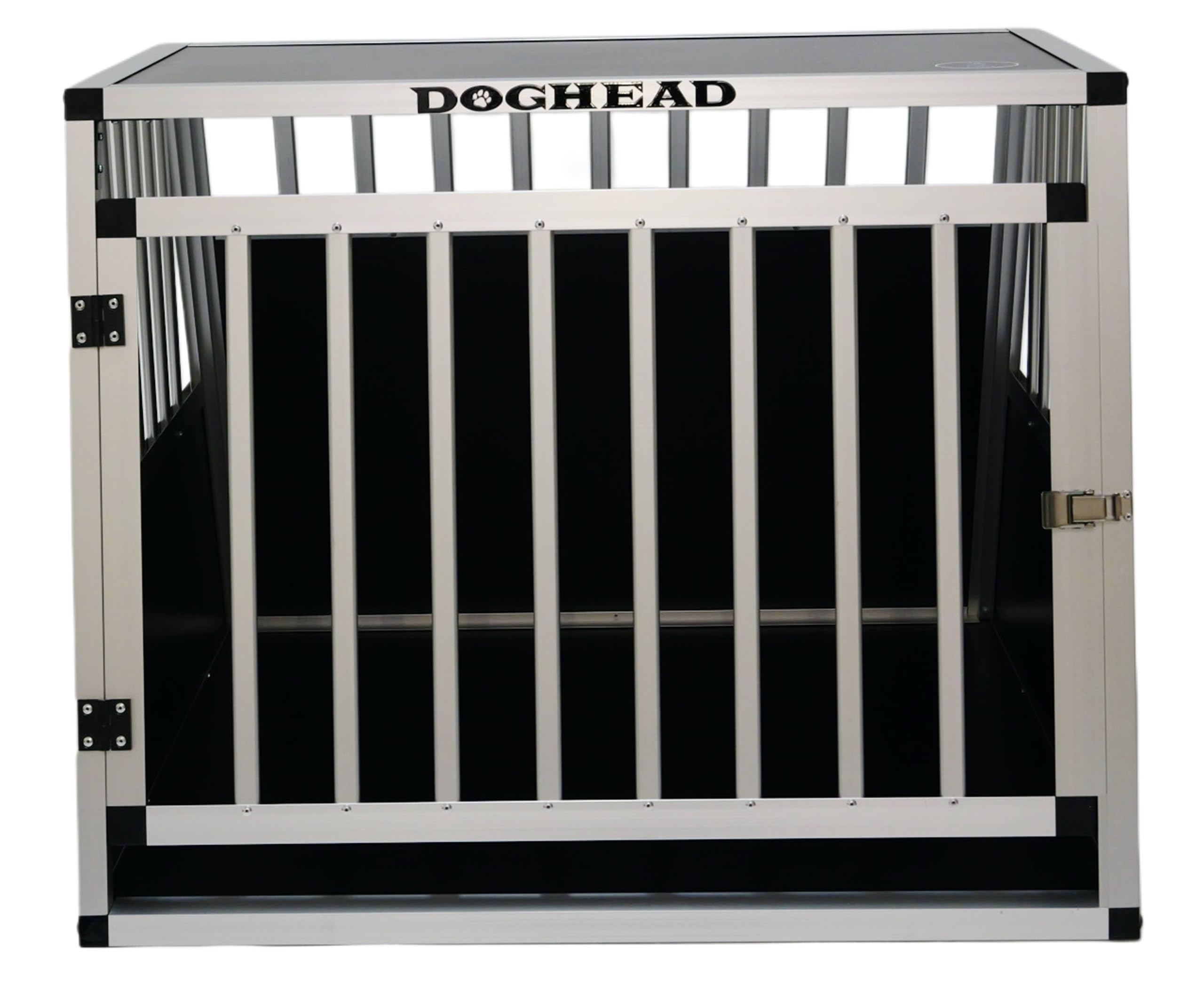 DOGHEAD Hundetransportbox Ecoline, Single 80x75x63 cm, Schwarz, Aluminium, Beidseitig Abgeschrägt 75°