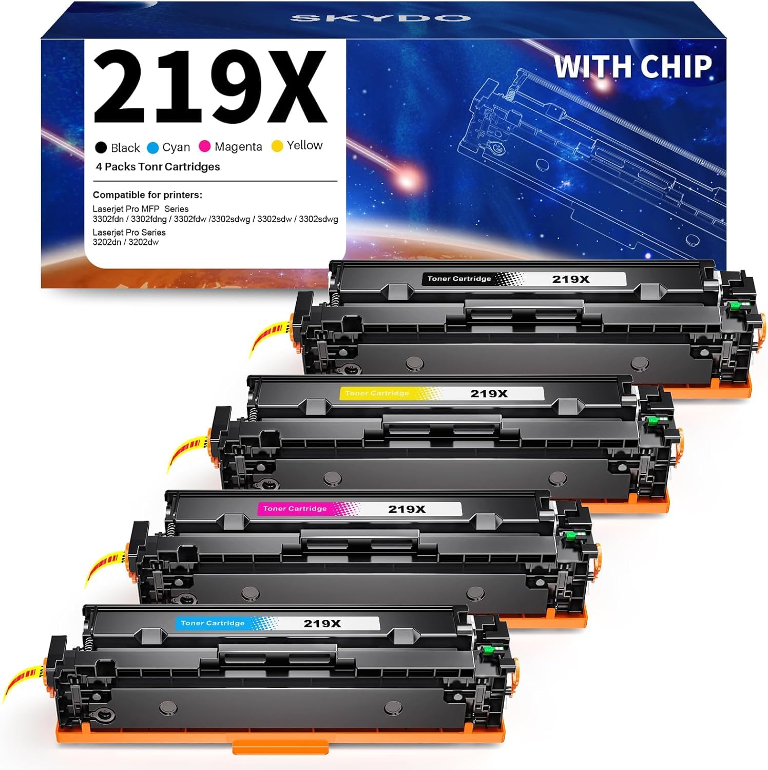 219X Tóner con Chip Compatible para HP 219X 219A para Color LaserJet Pro MFP 3302FDW 3302SDW 3302FDN H P Color LaserJet Pro 3202DN 3202DW Tóner W2190X W2191X W2192X W2193X