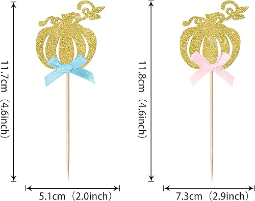 Miniatura 211 de Paquete de 24 adornos para cupcakes de calabaza con purpurina para cupcakes de calabaza para Acción de Gracias, baby shower, decoración de cupcakes