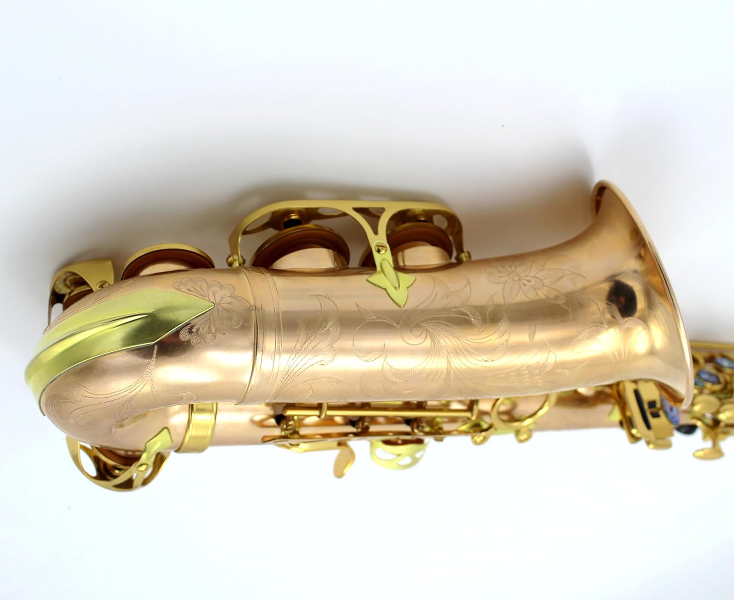 Eastern Music unlacquered rose copper alto saxophone with gold lacquered keys