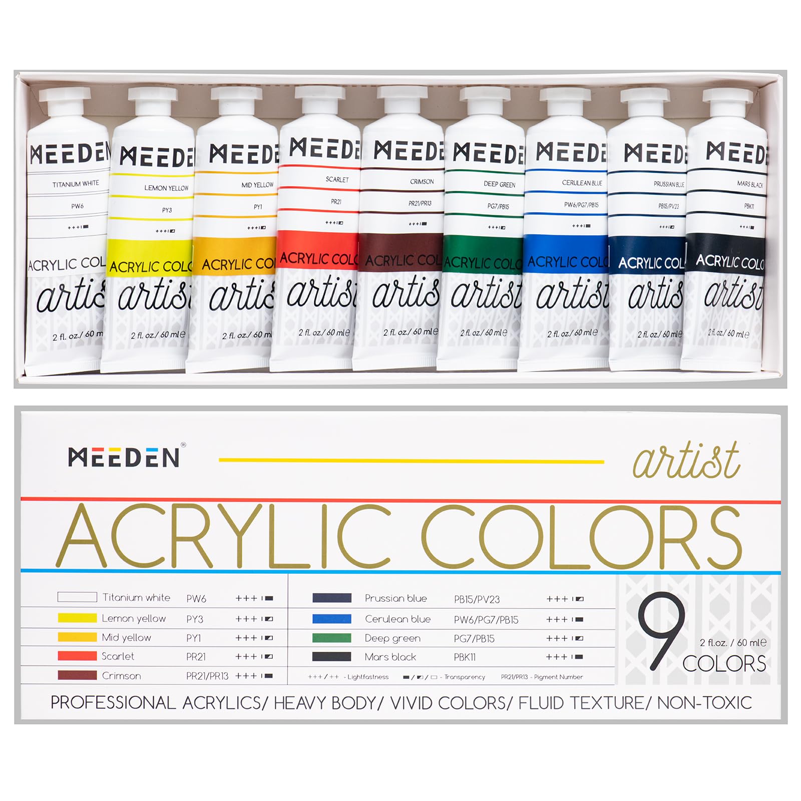 Peinture acrylique MEEDEN 60ml pour éviter les craquelures et peindre avec du relief