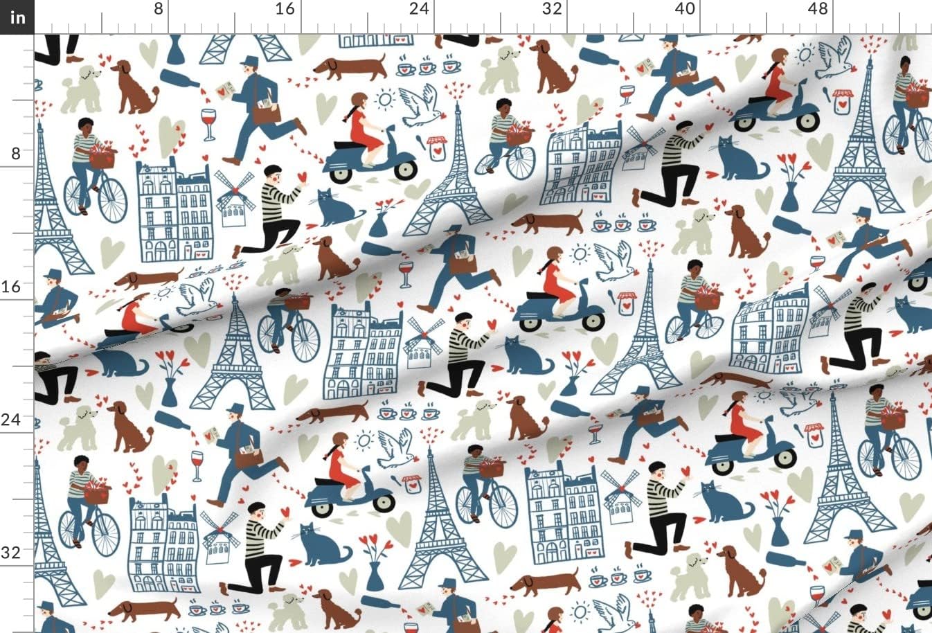 Spoonflower Fabric - French Valentine Amour Paris Eiffel Tower Large Scale Valentines Day Printed on Minky Fabric by The Yard - Sewing Baby Blankets Quilt Backing Plush
