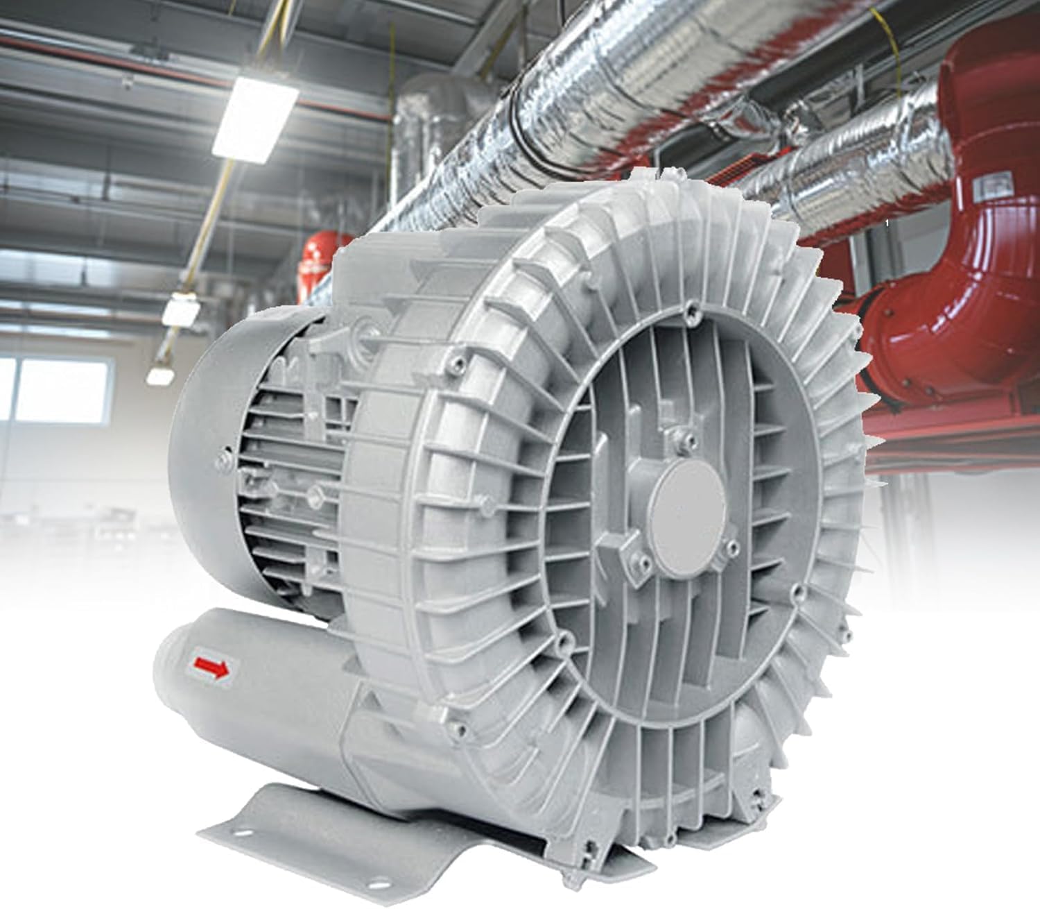 220V/380V Fish Pond Ring Blower - Regenerative Vortex Blower for Industrial Vacuum, Factory & Basement Ventilation, Dust Removal, 180W Powerful Performance