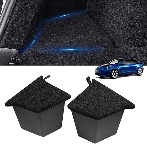 plicli Cajas de almacenamiento para maletero trasero con tapas para Tesla Modelo Y paquetes protectores de almacenamiento laterales contenedores de