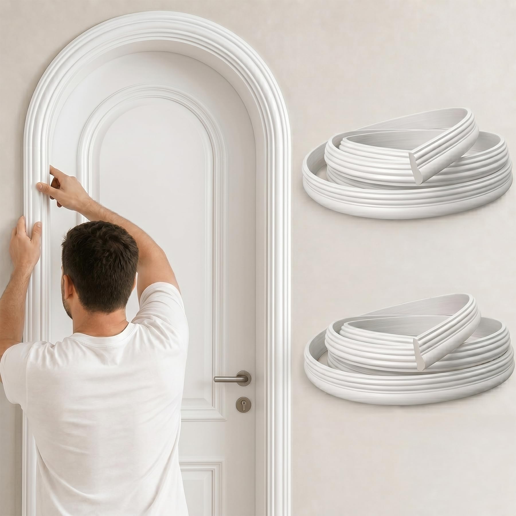 CBBEONRN Flexible PVC Wall Molding Trim Decorative Trim for Wall Ceiling And Cabinet Edges DIY Paintable Trim for Home Improvement W 6cm, L 7m