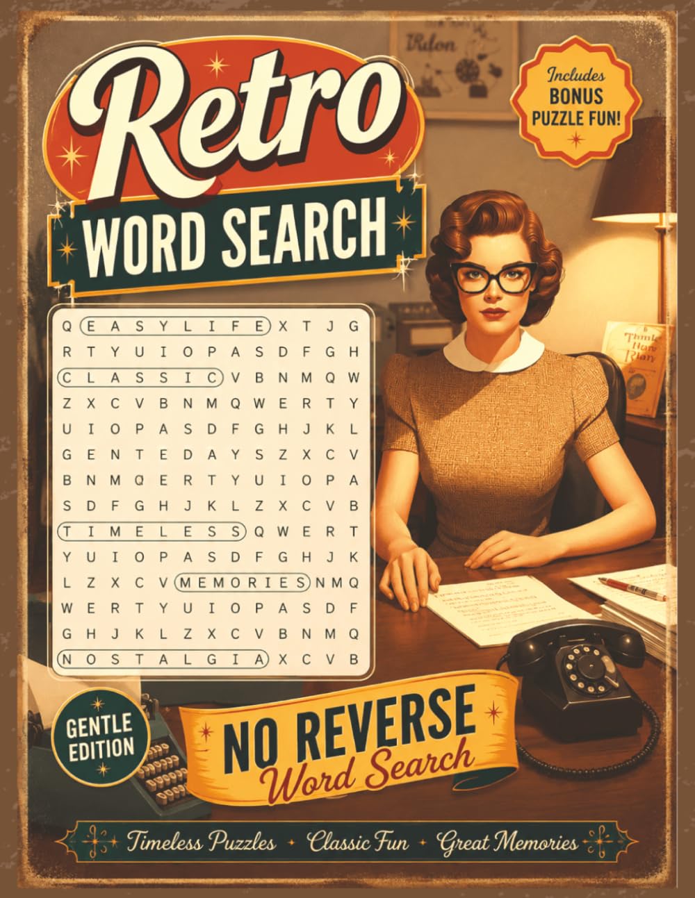 Retro Word Search - Easy Level: Easy to Read Word Searches With No Backwards or Upside Down Words | Mid Century Vintage Theme | Relaxing Activity for ... Bonus Puzzles (No Reverse Word Search Books)