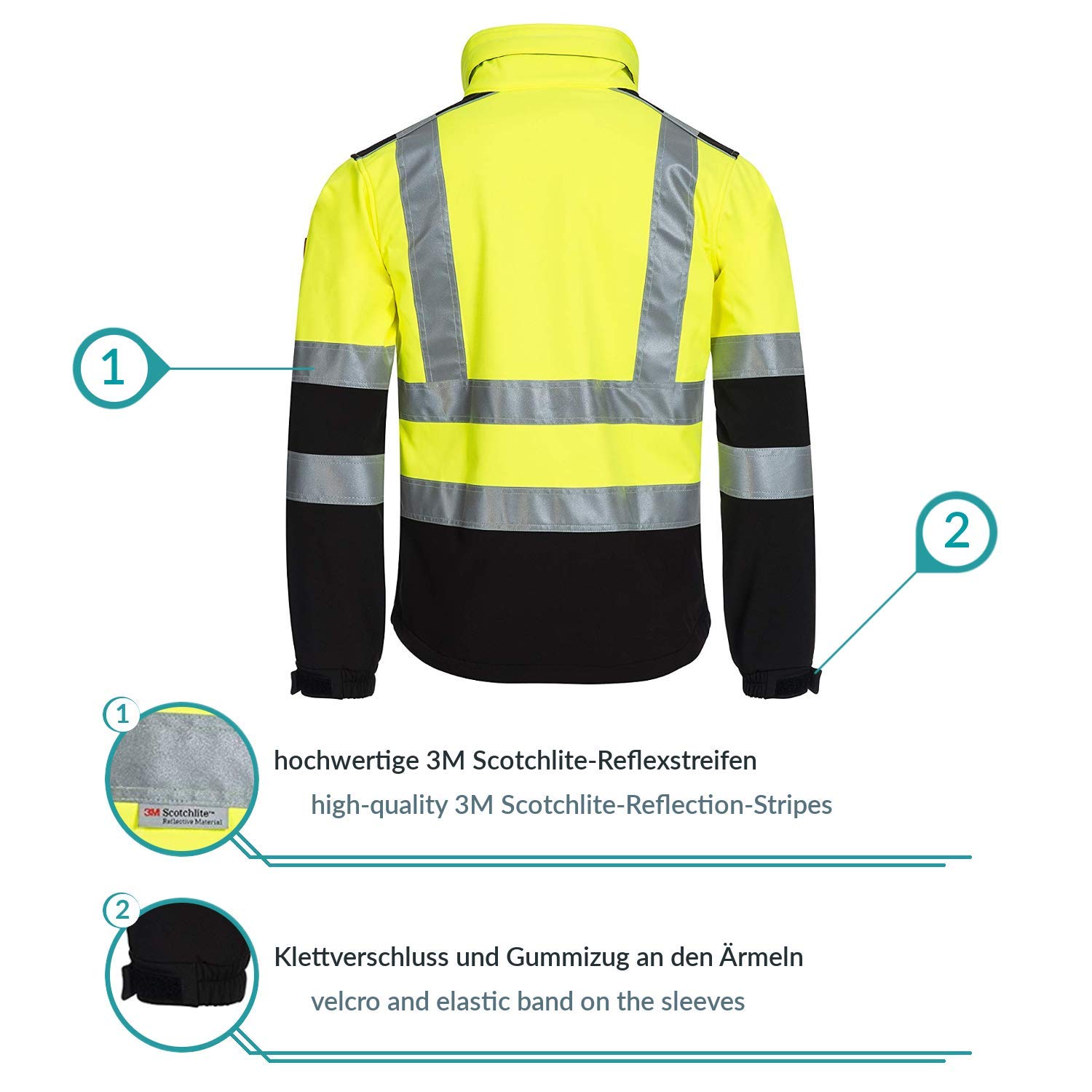 Nitras Męska kurtka ostrzegawcza Motion Tex Viz Softshell, żółty neonowy, 5XL