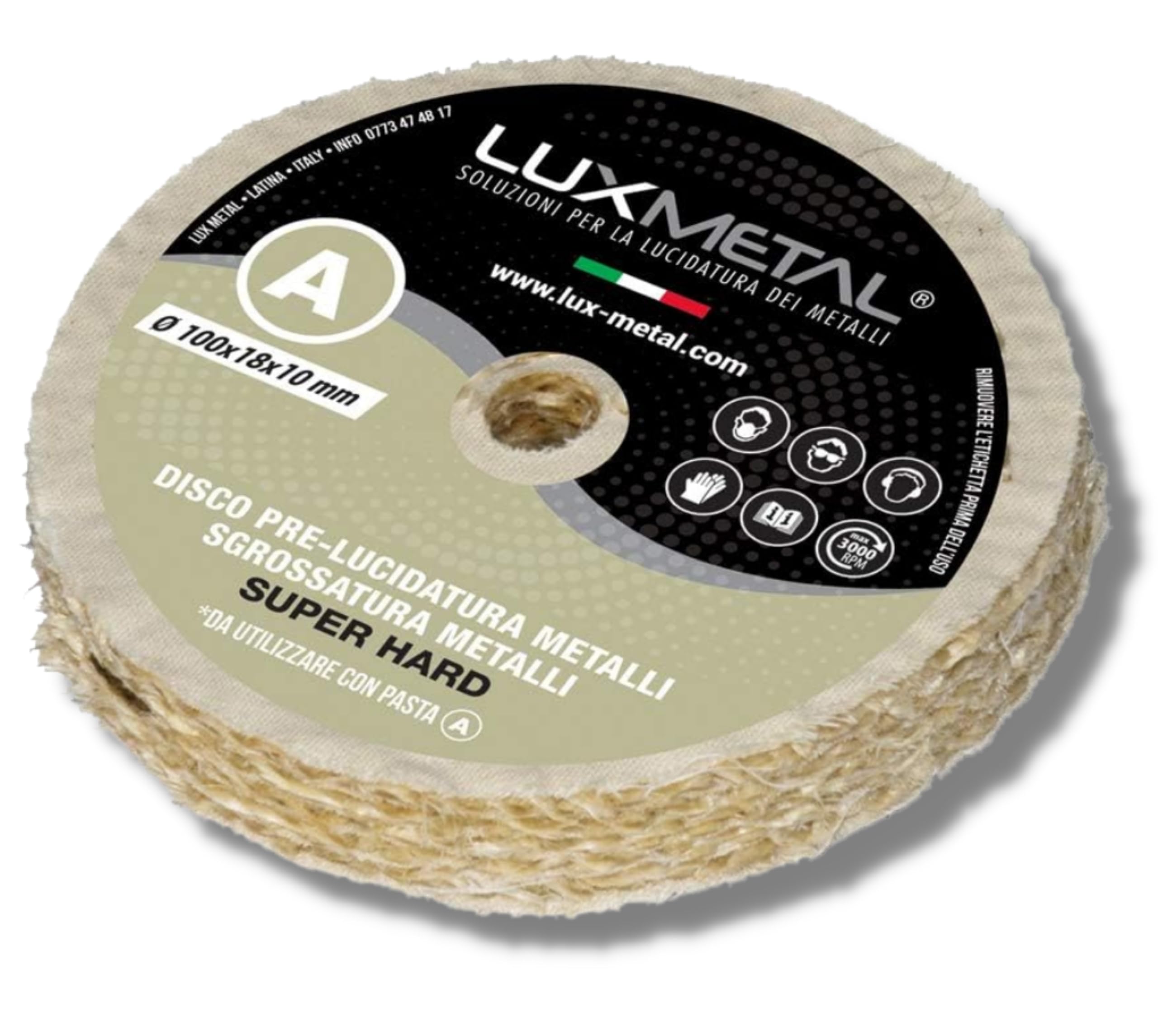 Lux Metal Disco Lucidatura Super Hard 100 mm In Sisal Cotone Dischi Lucidare A Specchio Acciaio Inox Metalli Sgrossatura Alluminio Ruota Lucidante Per Trapano Mola Elimina Graffi Ottone Rame Ferro