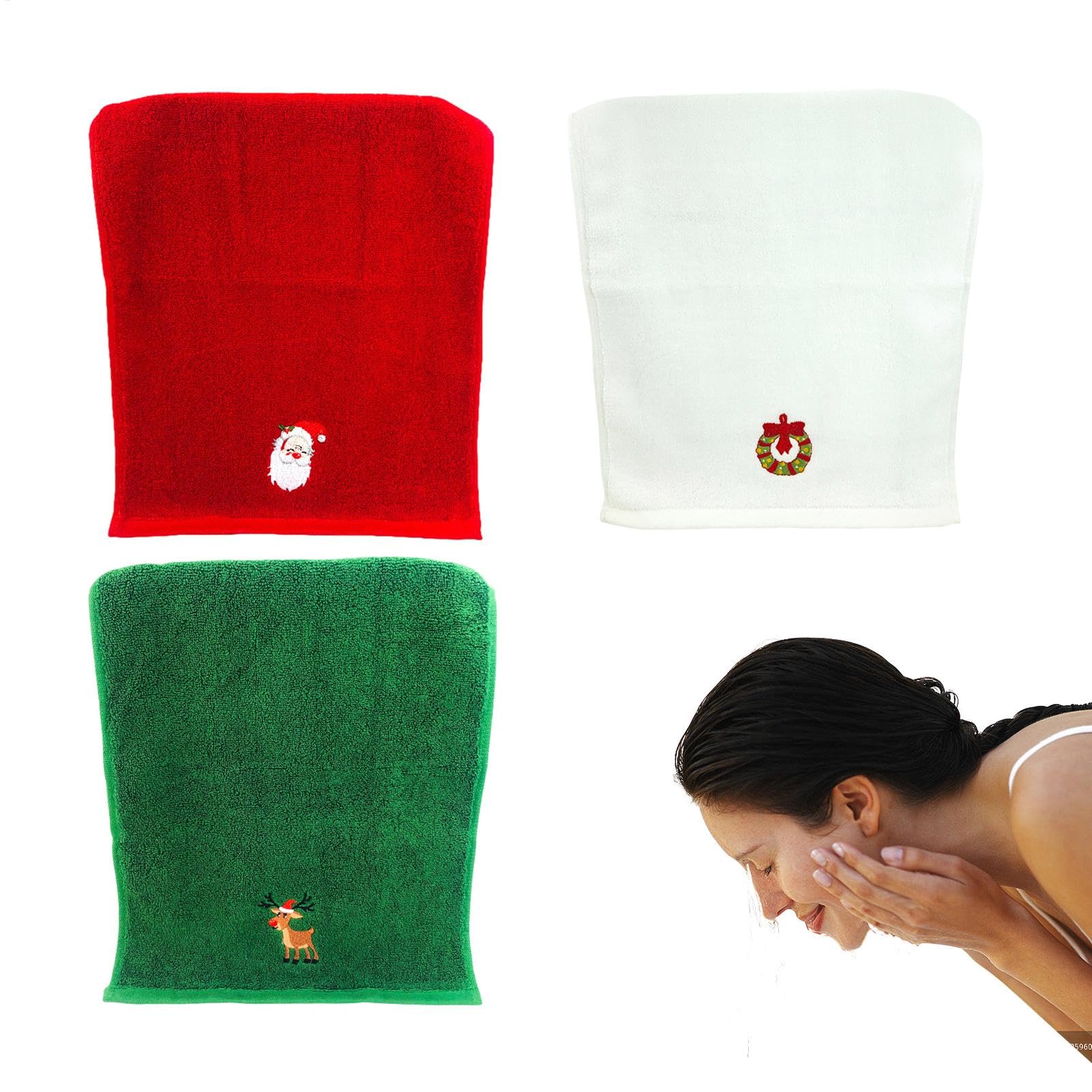 3 piezas toallas de mano de Navidad para baño toalla de baño absorbente linda de vacaciones toalla de mano de Navidad de algodón paños de cocina de Navidad paños de cocina toallas de lavabo 32x45 Cm