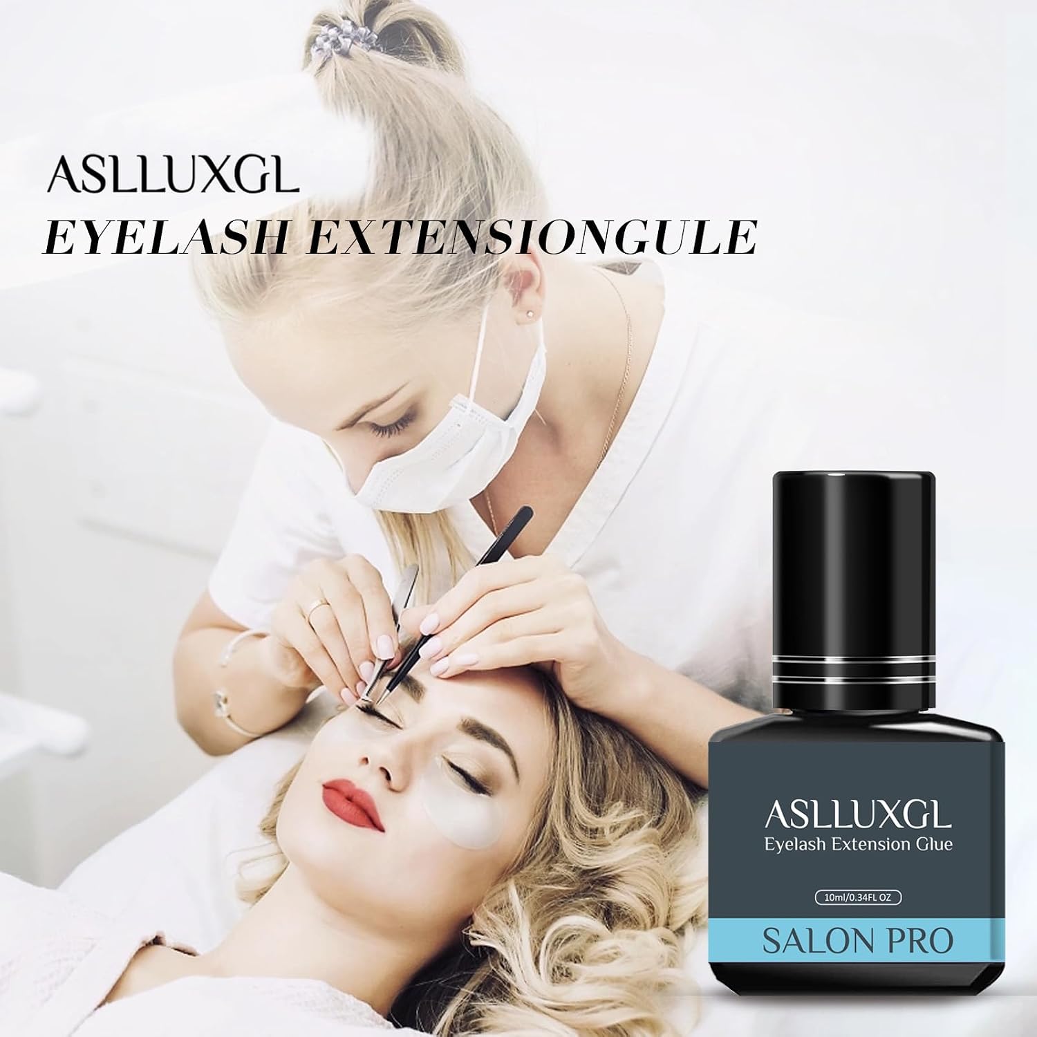 ASLLYXGL 10ML Eyelash Extension Glue Black, 1–2s Fast Drying, Waterproof Strong Hold, 6 Weeks Long-Lasting, Latex-Free, Low Irritation for Lash Extensions