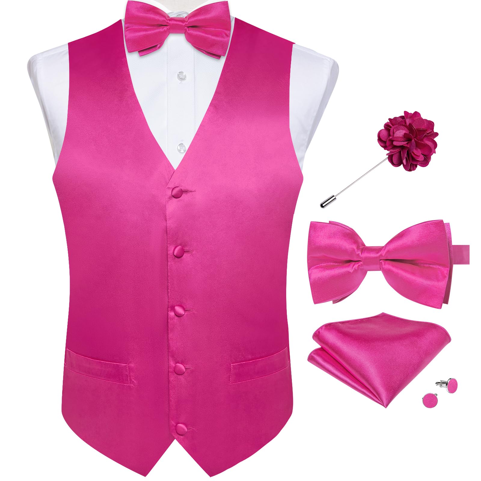 DiBanGu Mens Paisley Suit Vest Bowtie Formal/Casual Dress Waistcoat