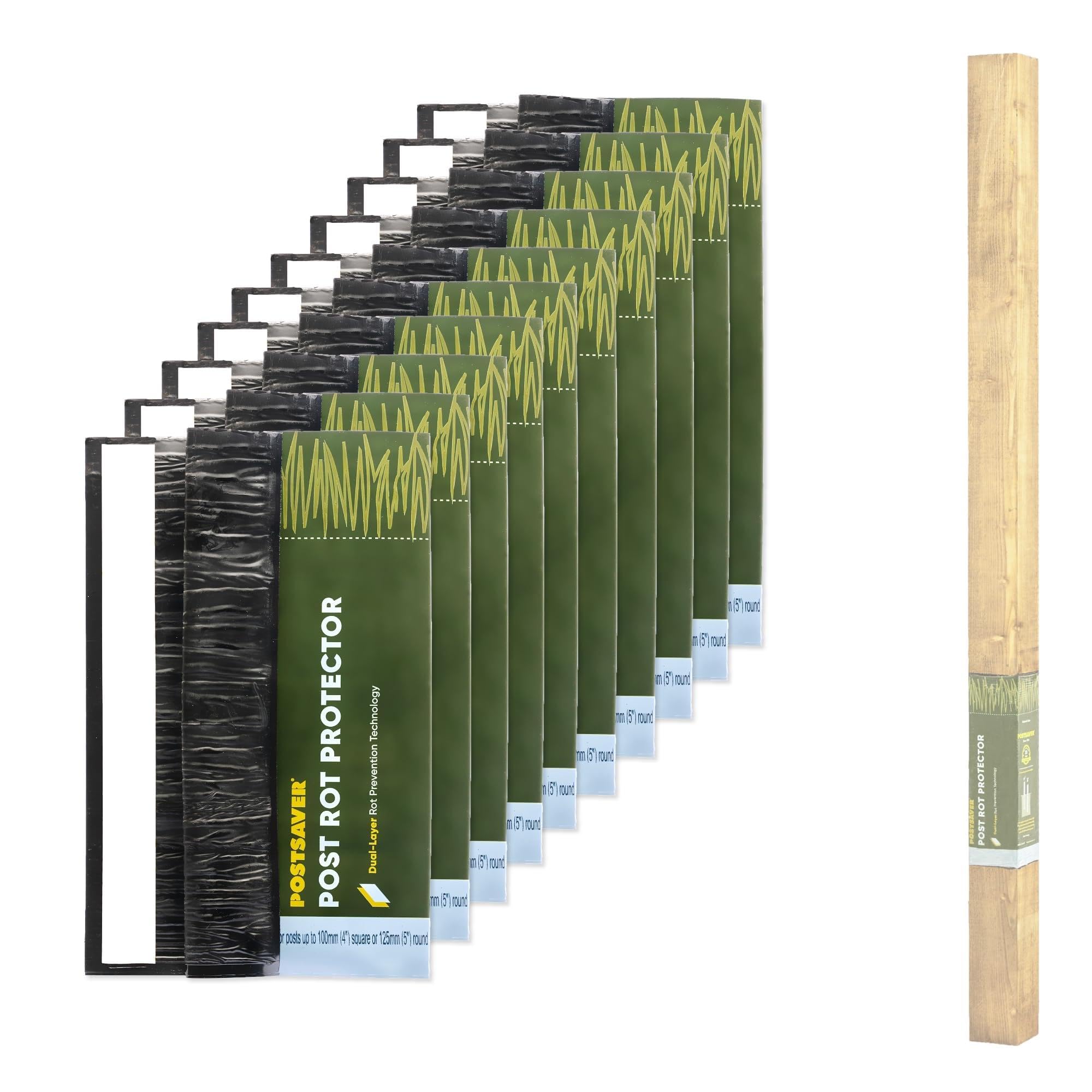 Postsaver Dual-Layer Rot Protectors 3x3"- 4x4" | 20-Year Guarantee, 10 Pack