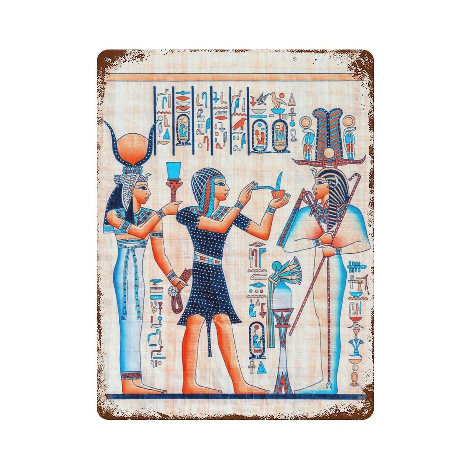 Rust Effect Egyptian Queen Rusty Metal Tin Sign 15.7"x11.8", Old School Wall Decor for Basement, Hobby Room And Garage Decor