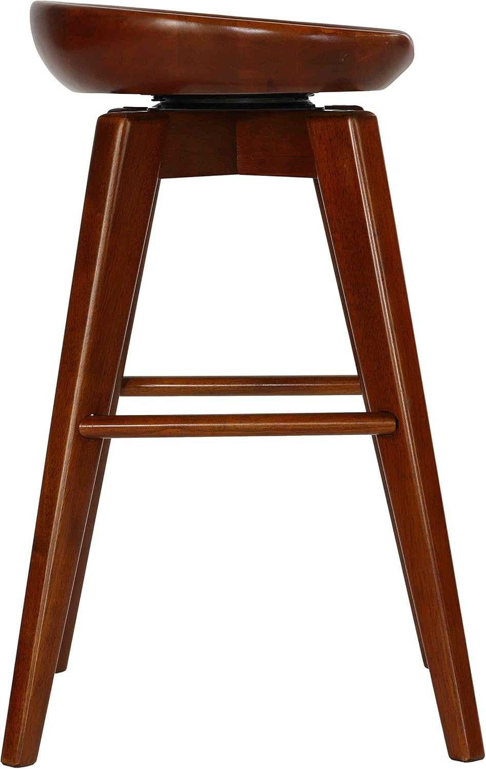 Cortesi Home Tiwi Backless Swivel Counter Stool in Solid Wood, 24" Walnut