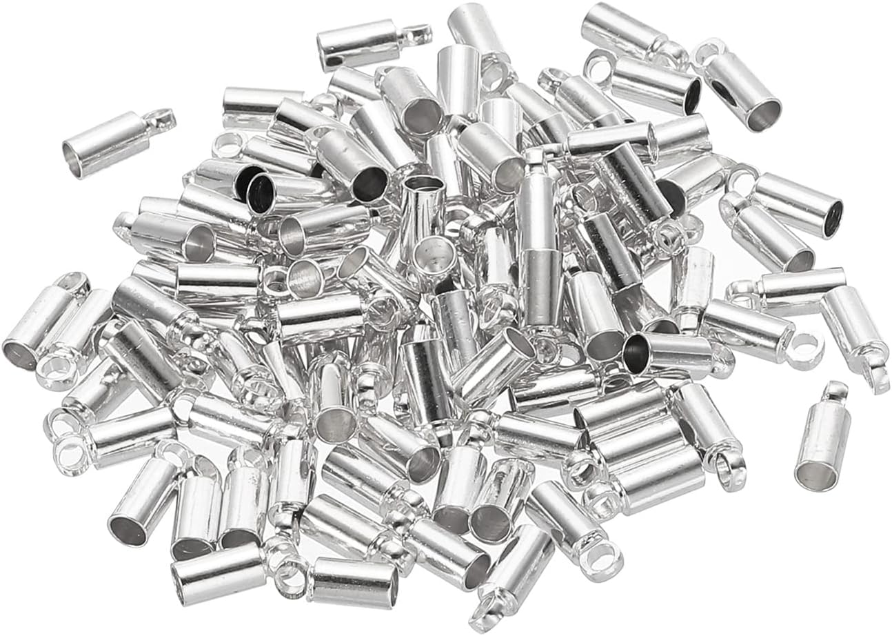 PATIKIL 100Pcs Cord End Caps 3.1mm End Cap Barrel Beads