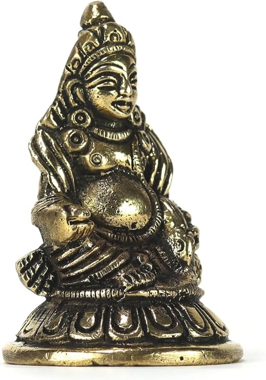 ASHIRWAD Brass Kuber Sculpture, Dhan Kubera, Lakshmi Kuvera, Vaisravana, Pancika, Sarvanubhuti, Idol Murti, Statue (Kuber-1)