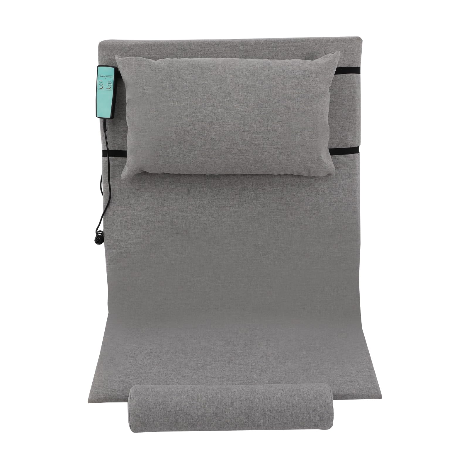 Dossier électrique, réglable de 2 à 80 °, matelas élévateur électrique, dispositif de réveil assisté avec rembourrage court et appuie-tête, idéal pour chambre à coucher, salon, vert (gris)